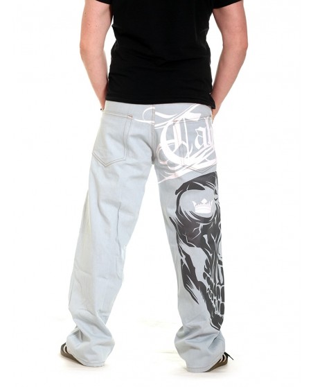 Cali Skull Baggy Jeans Skyblue by BSAT