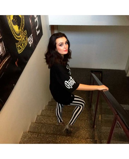 BSAT Rebels Hood Tee Ladies Black/WhiteNGold