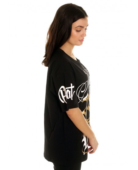 BSAT Rebels Hood Tee Ladies Black/WhiteNGold