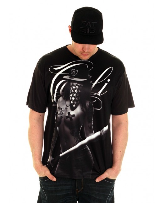 BSAT Baseball Chica Tee Black Baggy