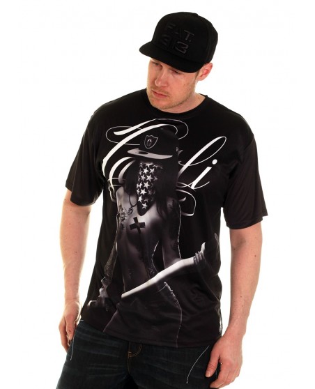 BSAT Baseball Chica Tee Black Baggy
