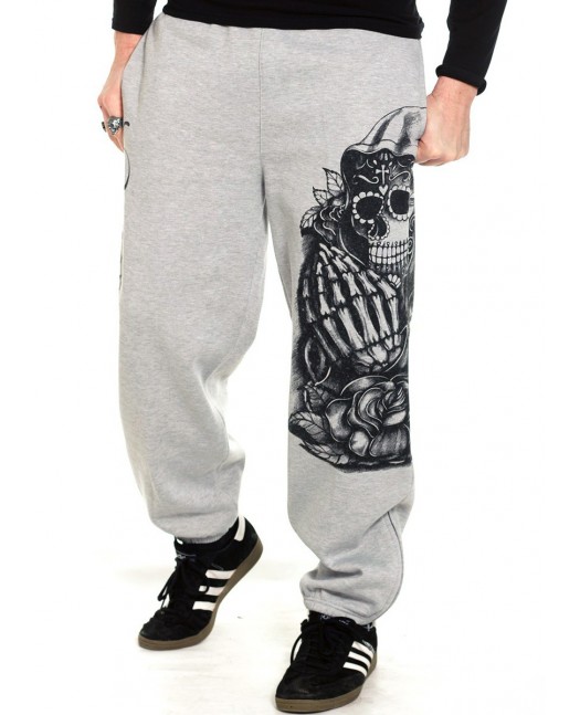 Praying Skull Sweatpants Grey by BSAT