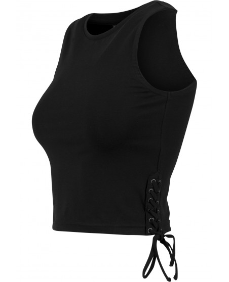 Sporty Lace Up Cropped Top Black