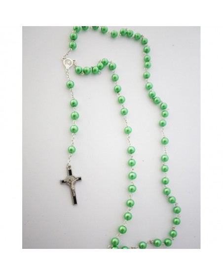 Necklace Rosary Pearls Green