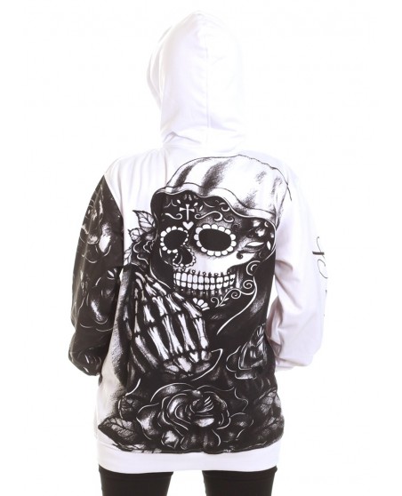 BSAT Praying Skull ZipHoodie WhiteNBlack
