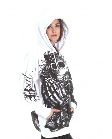 BSAT Praying Skull ZipHoodie WhiteNBlack