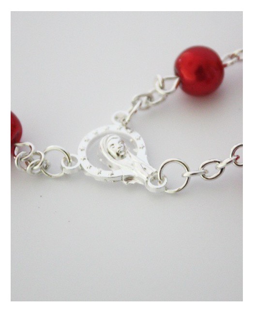 Necklace Rosary Pearls red