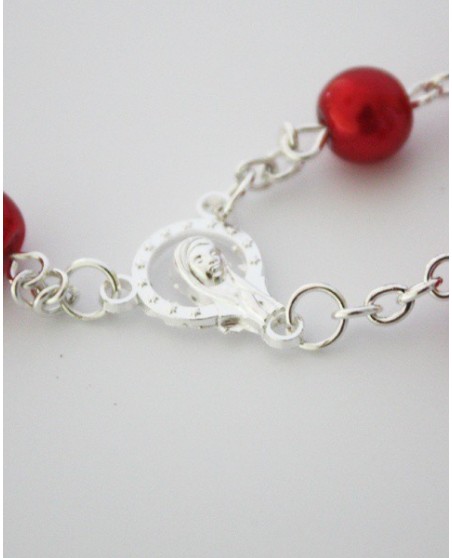 Necklace Rosary Pearls red