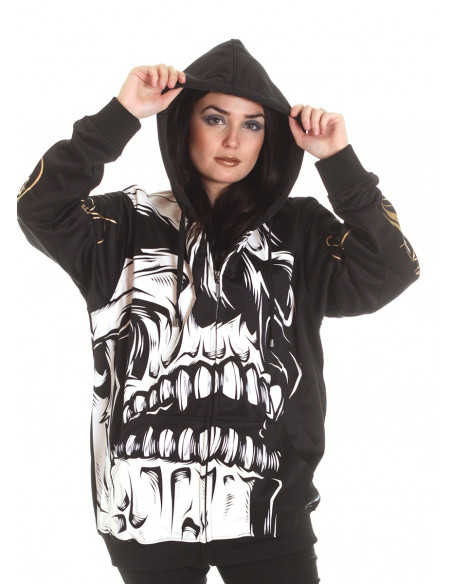 BSAT Big Skull Rebel ZipHoodie Black