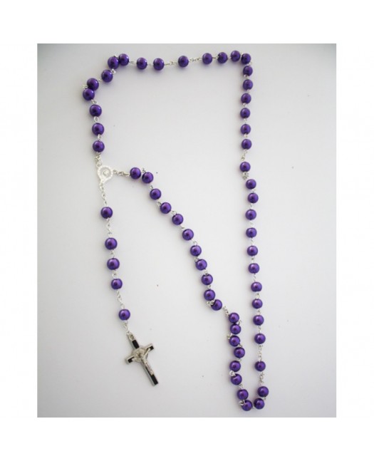 Necklace Rosary Pearls Purple