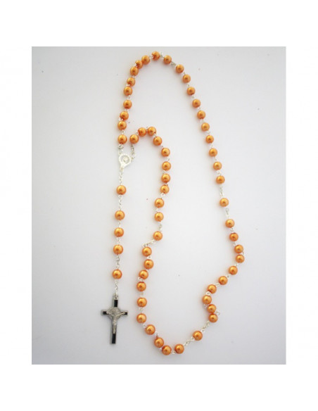 Necklace Rosary Pearls orange