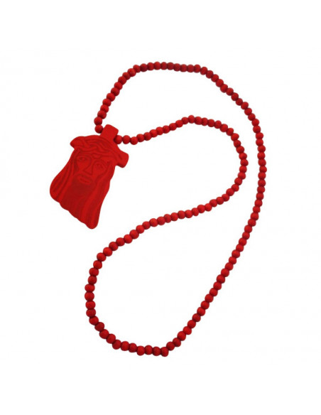 Wood necklace, Jesus Red