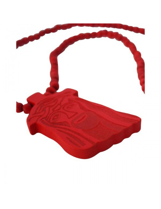 Wood necklace, Jesus Red