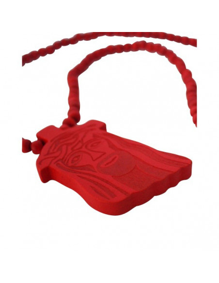 Wood necklace, Jesus Red