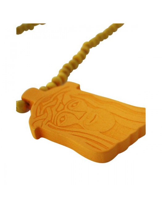 Wood necklace, Jesus Yellow