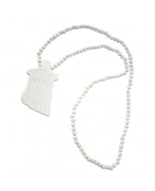 Wood necklace, Jesus White