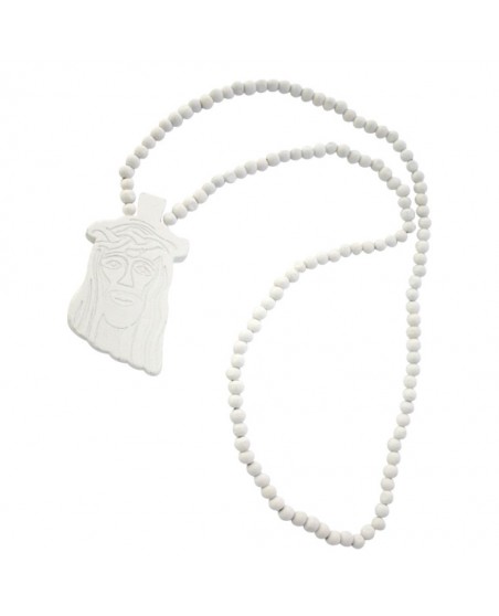 Wood necklace, Jesus White