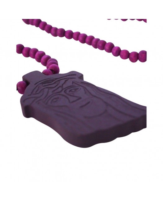Wood necklace, Jesus Purple