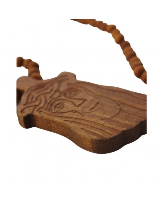 Wood necklace, Jesus Brown