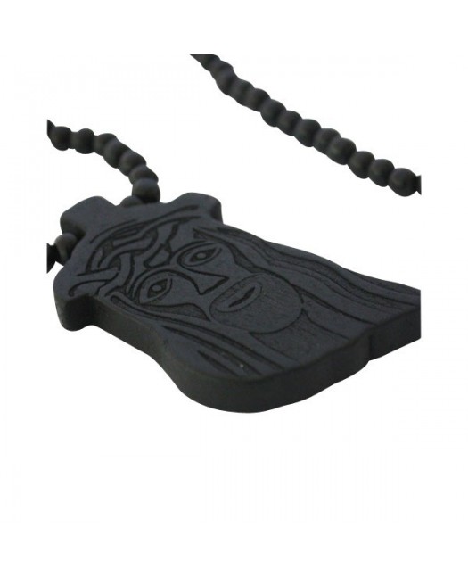 Wood necklace, Jesus Black