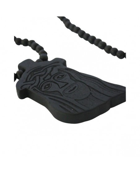 Wood necklace, Jesus Black