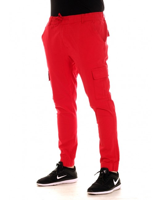 Solid Twill Cargo Jogger Red