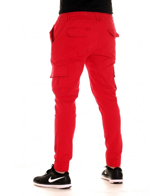Solid Twill Cargo Jogger Red