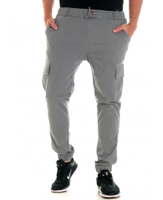 Solid Twill Cargo Jogger Light Gray