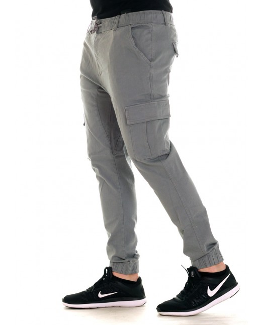 Solid Twill Cargo Jogger Light Gray