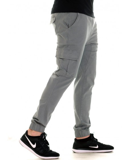 Solid Twill Cargo Jogger Light Gray