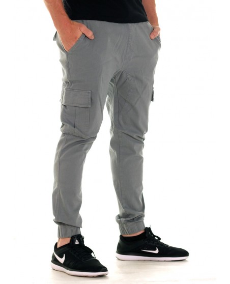 Solid Twill Cargo Jogger Light Gray