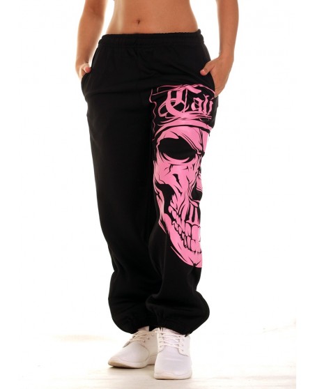 Cali Skull Ladies Sweatpants Pink by BSAT