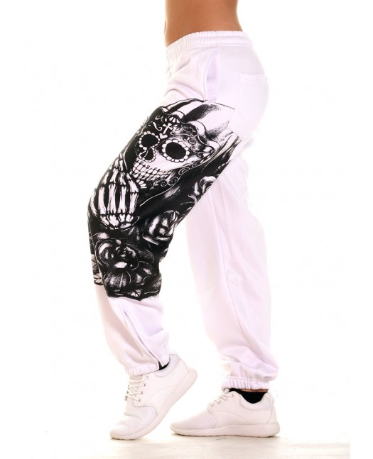 Praying Skull Ladies Sweatpants White...