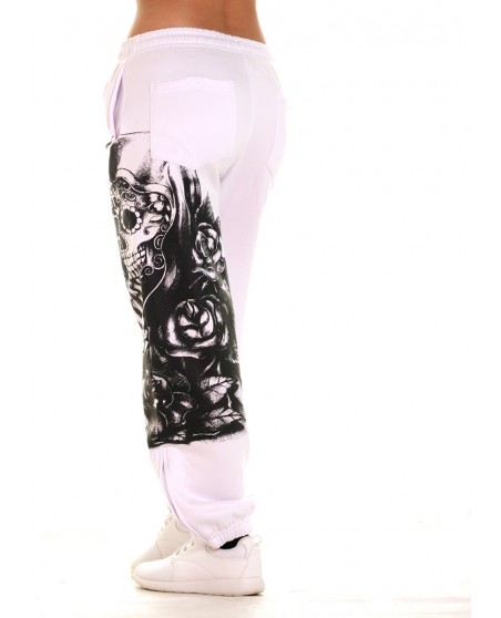 Praying Skull Ladies Sweatpants White by BSAT