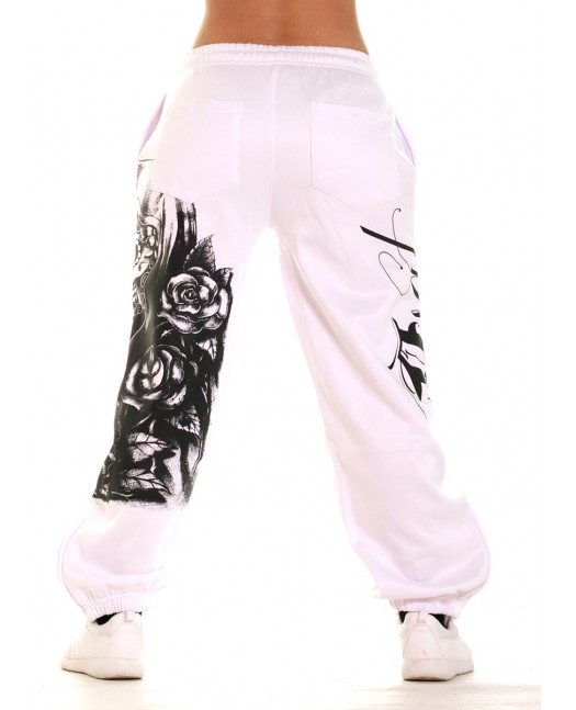 Praying Skull Ladies Sweatpants White...