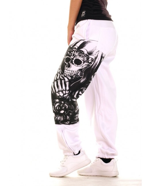Praying Skull Ladies Sweatpants White...