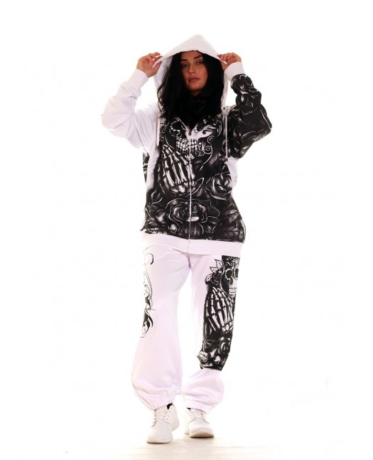 Praying Skull Ladies Sweatpants White...