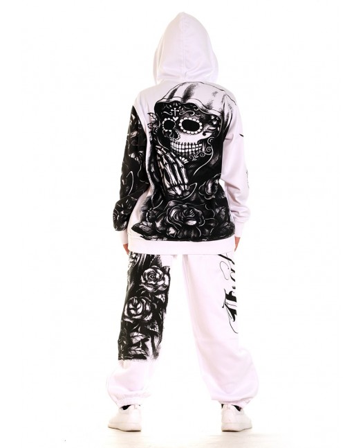 Praying Skull Ladies Sweatpants White...
