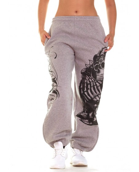 Praying Skull Ladies Sweatpants Grey by BSAT
