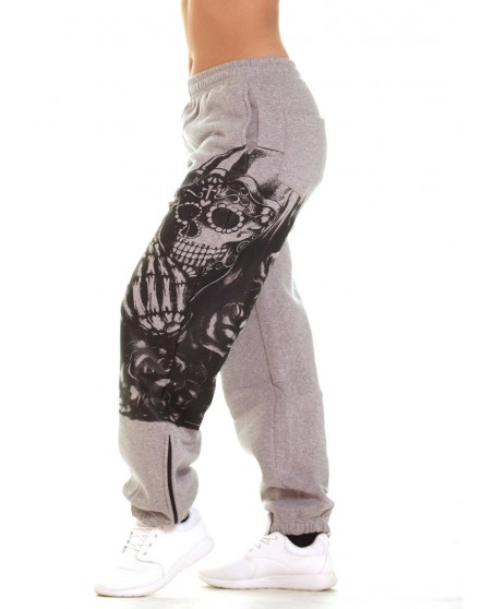 Praying Skull Ladies Sweatpants Grey by BSAT