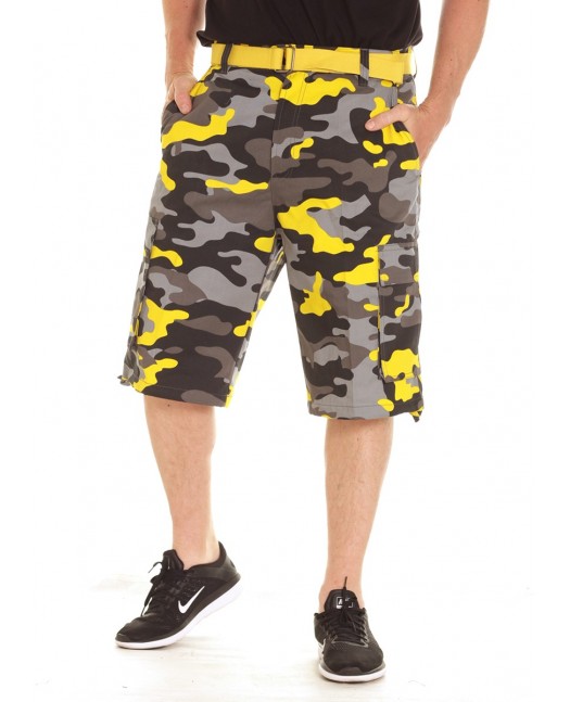 Camo Cargo Shorts BlackNYellow
