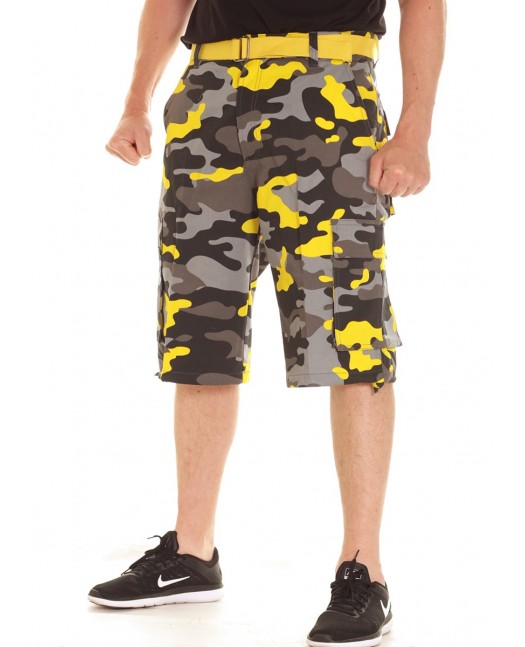 Camo Cargo Shorts BlackNYellow