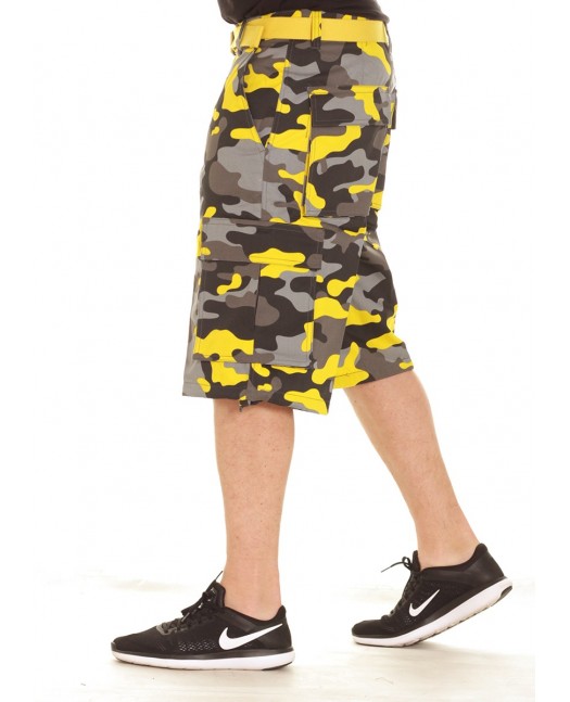 Camo Cargo Shorts BlackNYellow