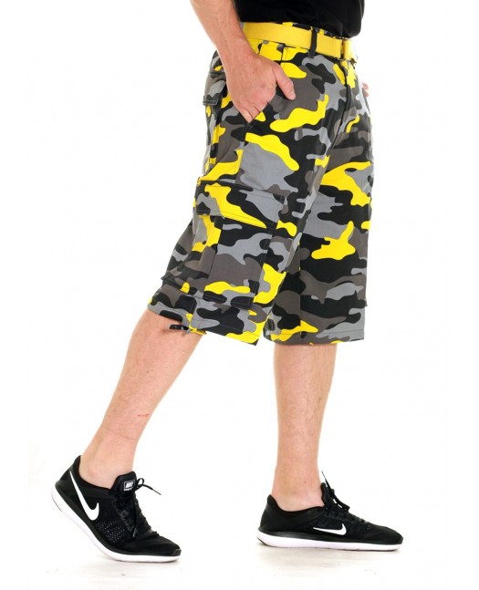 Camo Cargo Shorts BlackNYellow