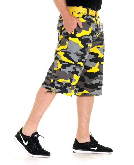 Camo Cargo Shorts BlackNYellow