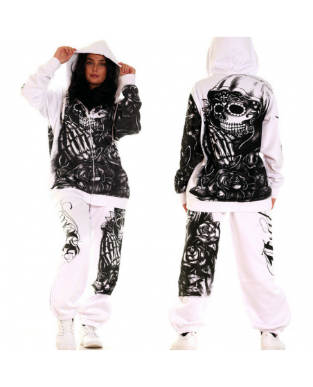 BSAT Praying Skull ZipHoodie WhiteNBlack