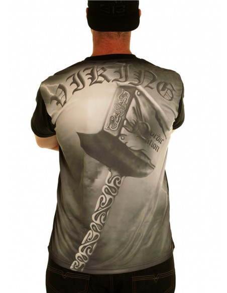 Thor's Hammer Viking Tee GreenGrey by Nordic Worlds