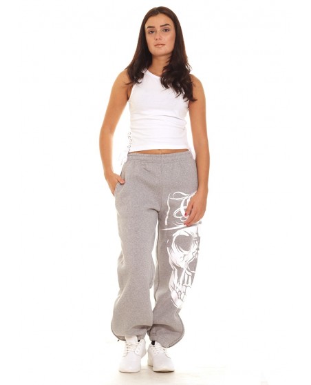 Cali Skull Ladies Sweatpants Grey by BSAT