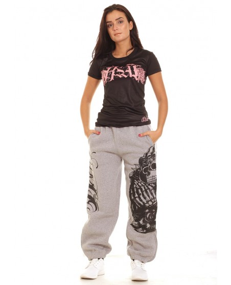 Praying Skull Ladies Sweatpants Grey by BSAT