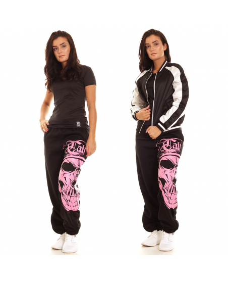 Cali Skull Ladies Sweatpants Pink by BSAT